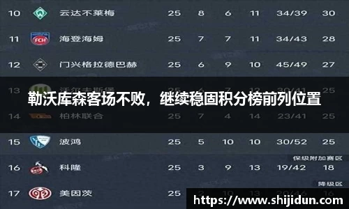勒沃库森客场不败，继续稳固积分榜前列位置