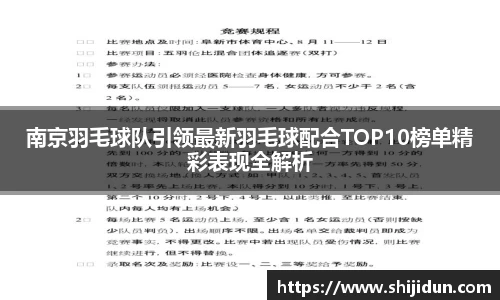 南京羽毛球队引领最新羽毛球配合TOP10榜单精彩表现全解析
